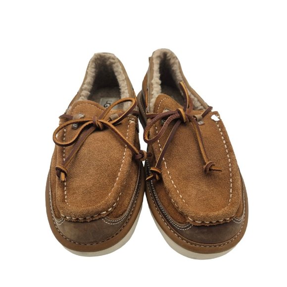 UGG Dex Lace Slip On Loafer Slipper Water Resistant Indoor Outdoor Chestnut US 7 - Picture 3 of 14